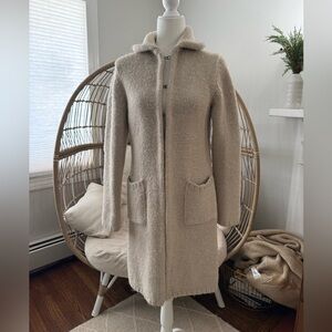 J.Crew Alpaca Blend Sweater Coat Cardigan Beige Longline XL